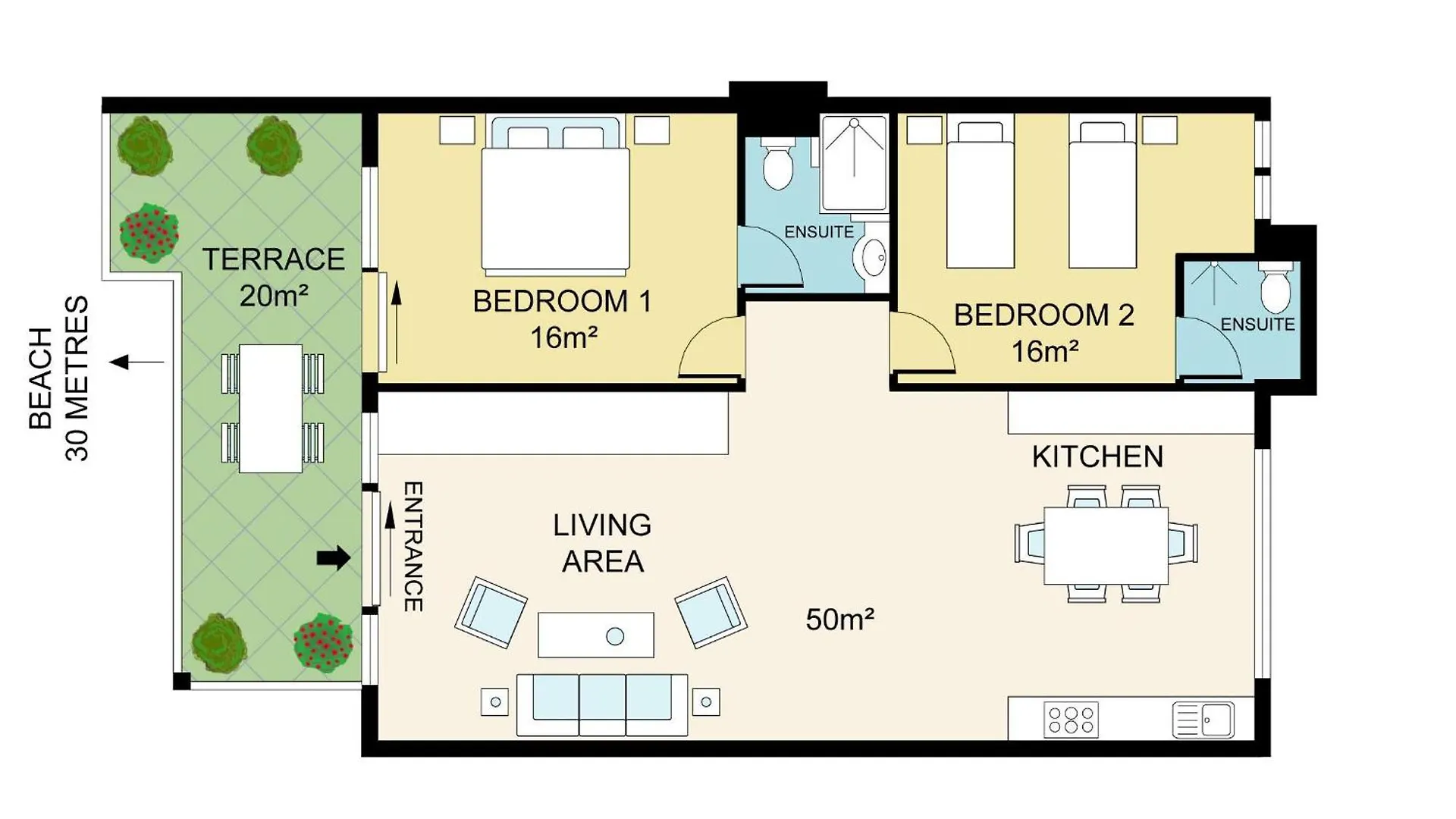 Beachfront! 2 Bedroom Apartment A3 - 110 Sqm Koh Lanta